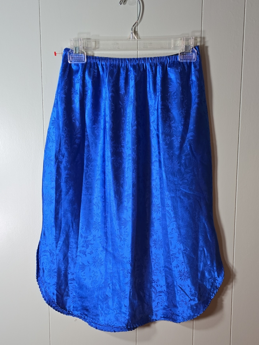Royal Blue High-Low Floral Jacquard Skirt
